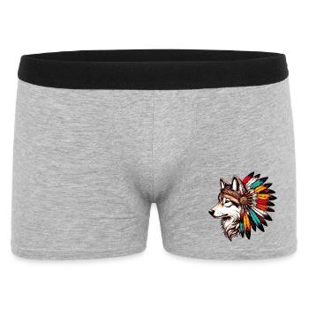 American Indian Wolf American Red Skin - Men's Boxer Shorts - heather grey - Front