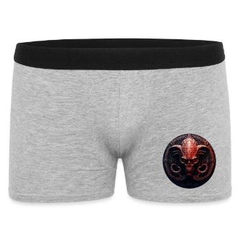 Dämonen-Schädel im Kreis-Emblem - Männer Boxer Shorts - Grau meliert - Vorne