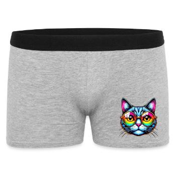 Kater mit Sonnenbrille - Männer Boxer Shorts - Grau meliert - Vorne
