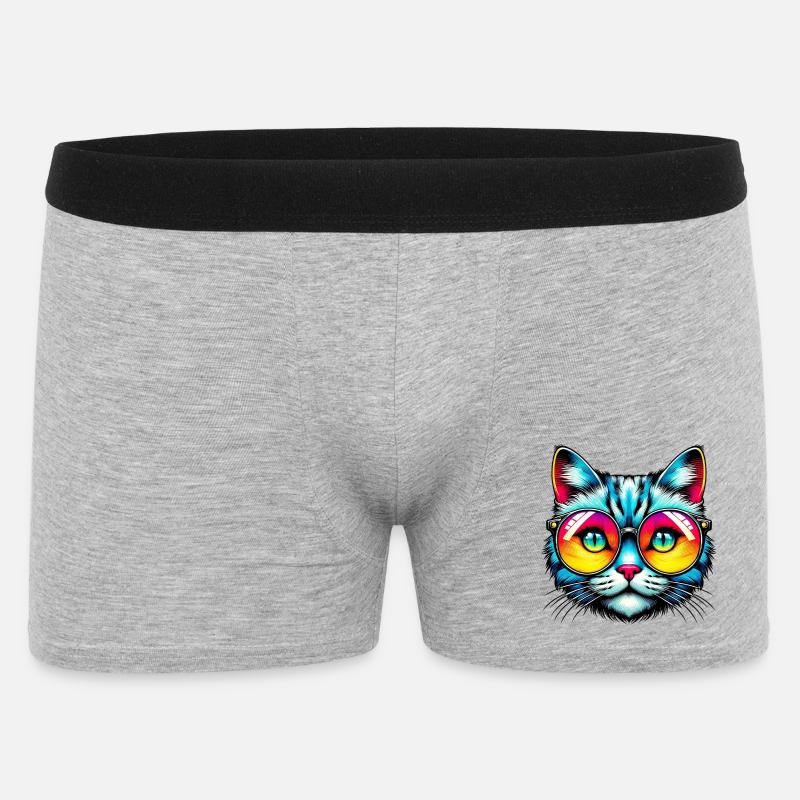 Kater mit Sonnenbrille - Männer Boxer Shorts - Grau meliert