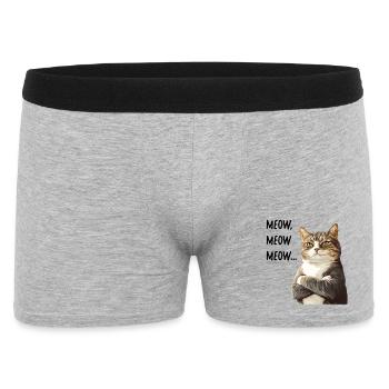 chat meow meow meow - Boxer Homme - gris chiné - Devant