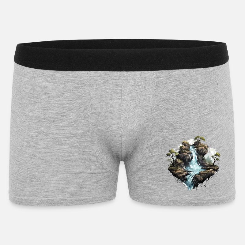Wasserfall 01 - Männer Boxer Shorts - Grau meliert
