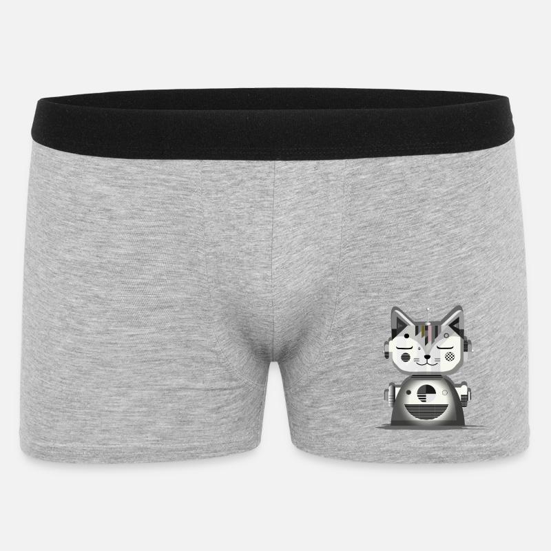Geometric Robot Cat – Creative Illustration - Men's Boxer Shorts - heather grey