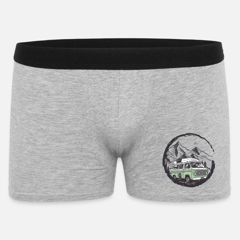 Retro Camper im Mountain Circle - Männer Boxer Shorts - Grau meliert