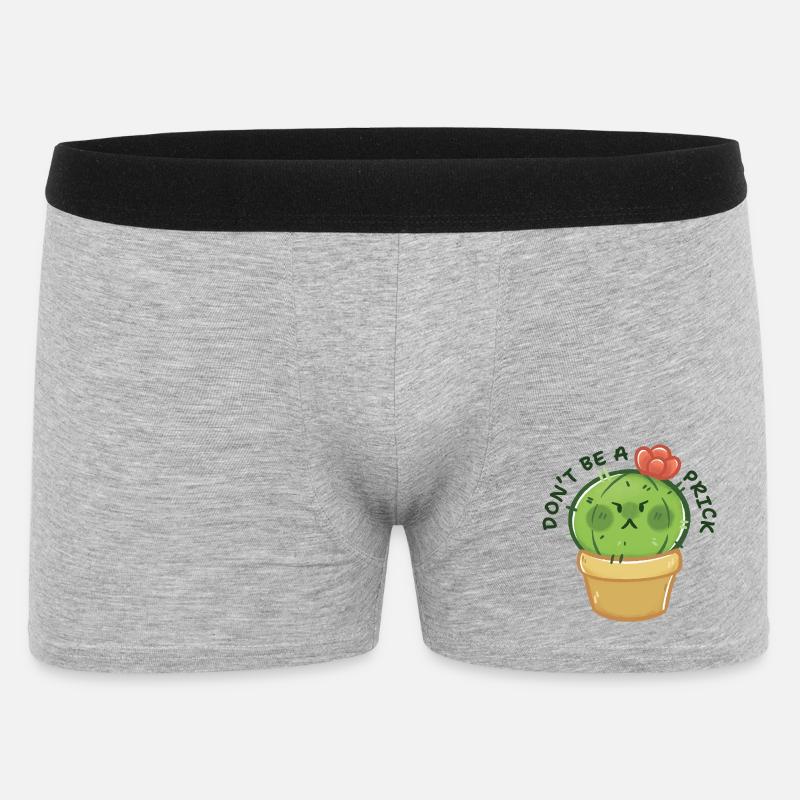 Grumpy Cactus with Message - Men's Boxer Shorts - heather grey