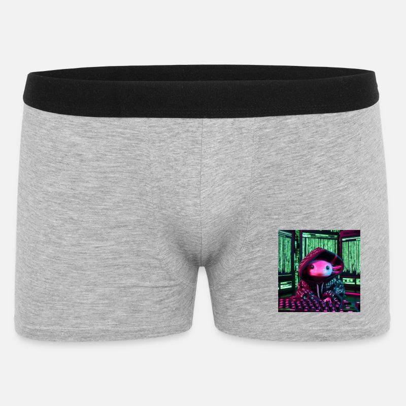 Cyber-Axolotl im digitalen Code-Look - Männer Boxer Shorts - Grau meliert