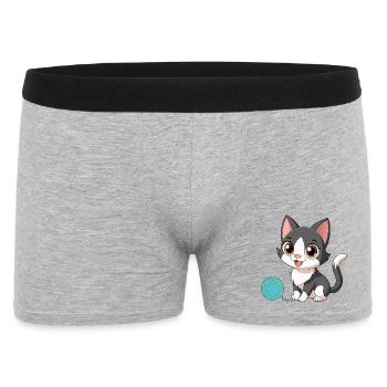 Black and White Kawaii Kitten with Pincushion (v02) - Men's Boxer Shorts - heather grey - Front