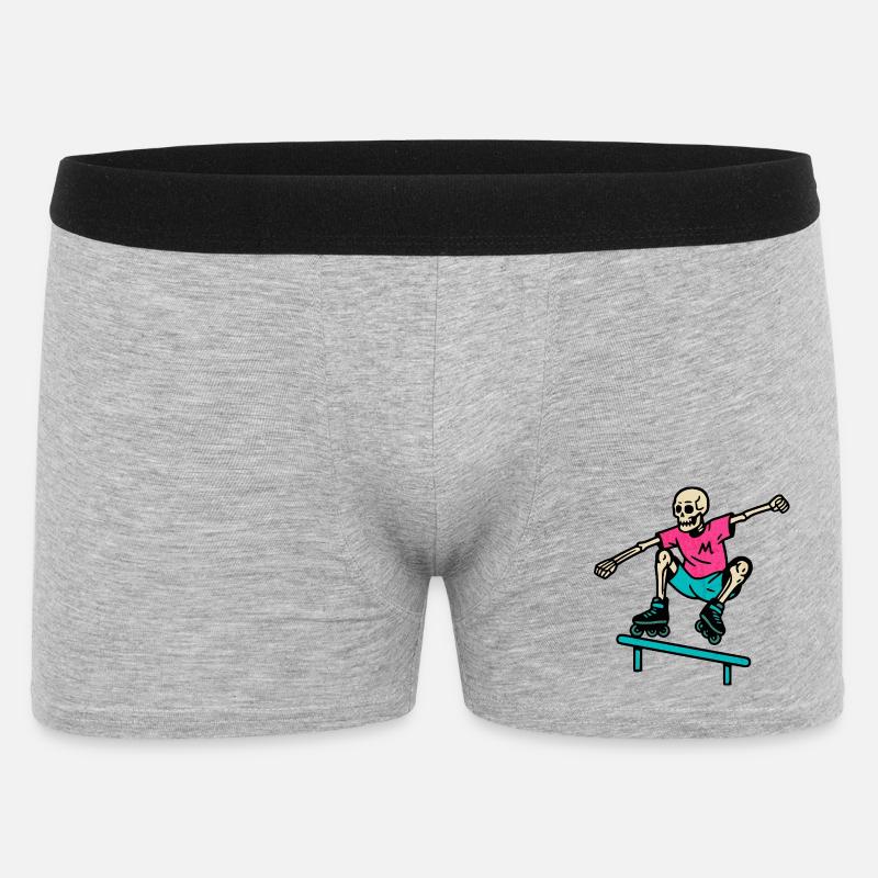 Neon Skelett grindet auf Inline-Skates - Männer Boxer Shorts - Grau meliert