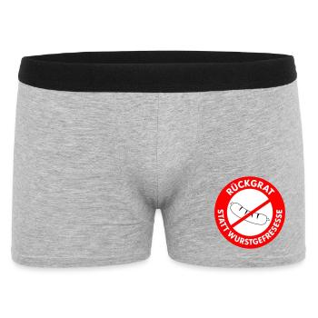 Rückgrat statt Wurstgefresse! WUNSCHFARBEN Wurst2 - Männer Boxer Shorts - Grau meliert - Vorne