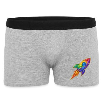 Motif de fusée arc-en-ciel à paillettes - Boxer Homme - gris chiné - Devant