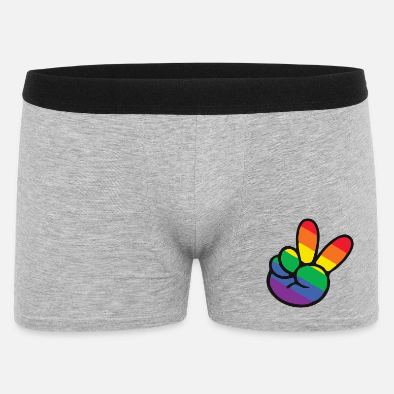 Regenbogen Peace Zeichen Hand - Männer Boxer Shorts - Grau meliert