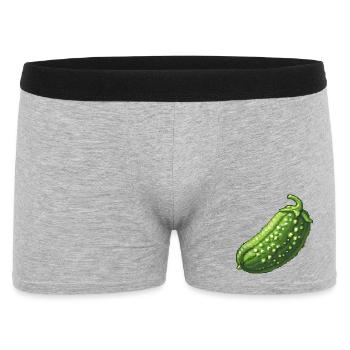 Pixel Cucumber Retro Green - Men's Boxer Shorts - heather grey - Front
