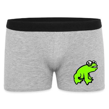 Frosch grinst cool lustig Comic verrückte Kröte - Männer Boxer Shorts - Grau meliert - Vorne