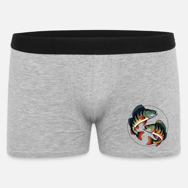 Zwei springende Barsche - Männer Boxer Shorts - Grau meliert