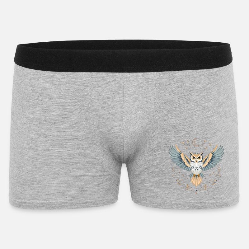 Boho Eule - Männer Boxer Shorts - Grau meliert