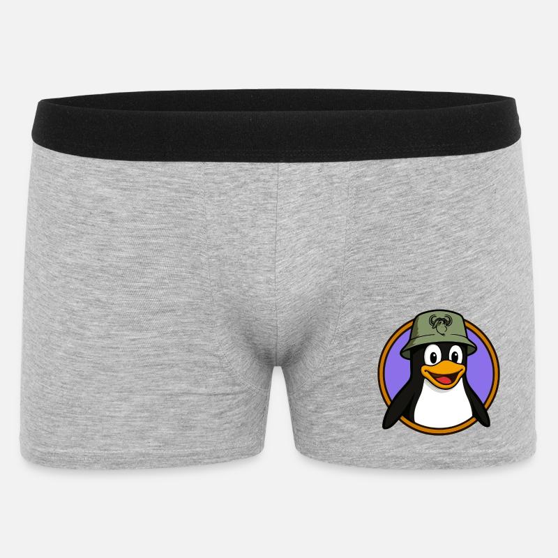Tux Linux + GNU Hut - Männer Boxer Shorts - Grau meliert
