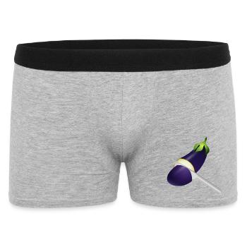 Aubergine lumineuse avec couteau de cuisine - Boxer Homme - gris chiné - Devant