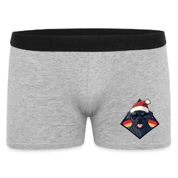 Hund mit Santa Hut und Sonnenbrille - Männer Boxer Shorts - Grau meliert - Vorne
