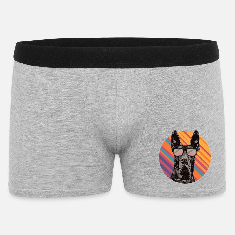 Dobermann mit Sonnenbrille Pop Art - Männer Boxer Shorts - Grau meliert