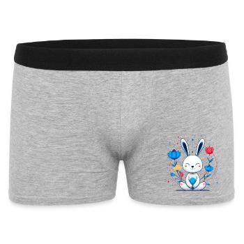 Kawaii Bunny dans le cercle de fleurs - Boxer Homme - gris chiné - Devant