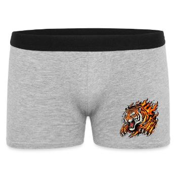 Flammentiger: Brennende Jagd - Männer Boxer Shorts - Grau meliert - Vorne