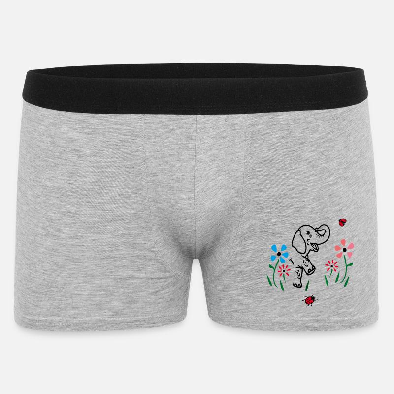 Elefant auf einer Blumenwiese - Männer Boxer Shorts - Grau meliert
