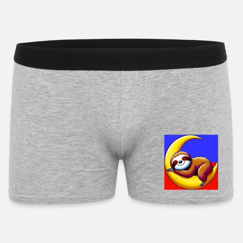 Faultier schläft auf dem Mond - Männer Boxer Shorts - Grau meliert