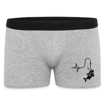 ECG Pulse Fish Silhouette - Men's Boxer Shorts - heather grey - Front