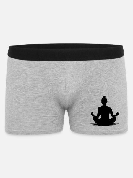 Yoga-Meditation Silhouette - Illustration - Männer Boxer Shorts - Grau meliert
