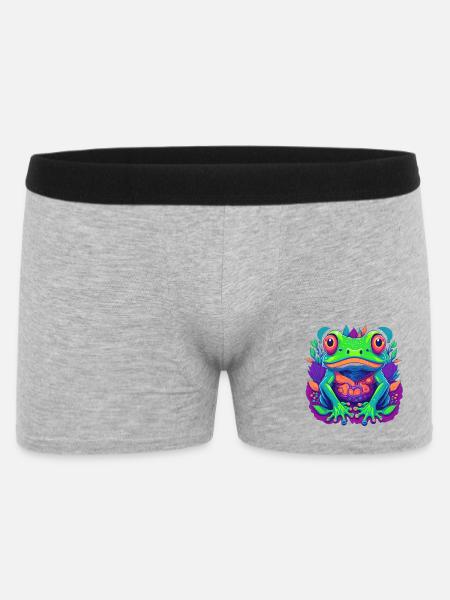 Farbenfroher Frosch Pop Art - Männer Boxer Shorts - Grau meliert