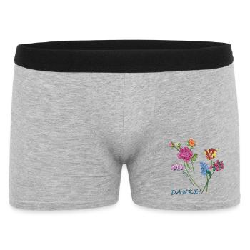 Danke mit einem Blumenstrauß  - Männer Boxer Shorts - Grau meliert - Vorne