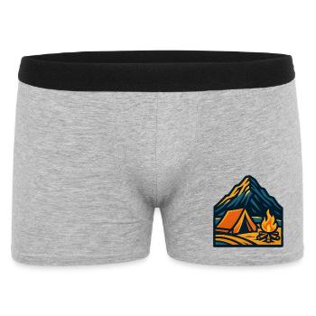 Bergzelt am Lagerfeuer - Männer Boxer Shorts - Grau meliert - Vorne