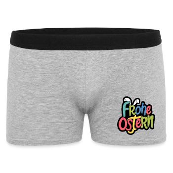 Frohe Ostern Bunny Typo Farbspiel - Männer Boxer Shorts - Grau meliert - Vorne