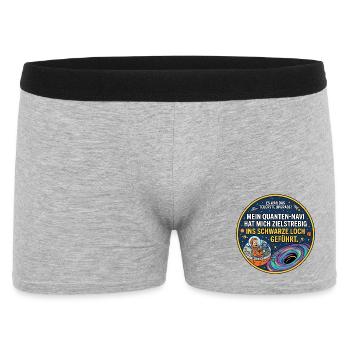 Schwarzes Loch Navi lustiger Spruch - Männer Boxer Shorts - Grau meliert - Vorne
