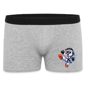 Süßer Pinguin Karate Kick Martial Arts - Männer Boxer Shorts - Grau meliert - Vorne