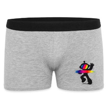 Roboter Silhouette Regenbogen Splash Design   - Männer Boxer Shorts - Grau meliert - Vorne