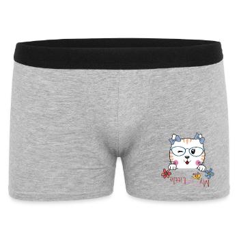 Chat avec des lunettes et des fleurs - Boxer Homme - gris chiné - Devant