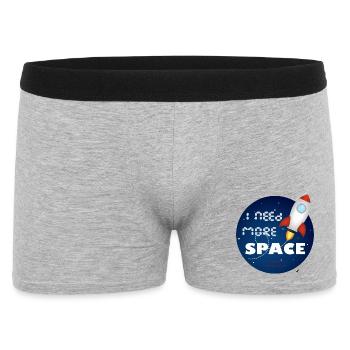 Weltraumrakete in einem blauen Kreis Abbildung - Männer Boxer Shorts - Grau meliert - Vorne
