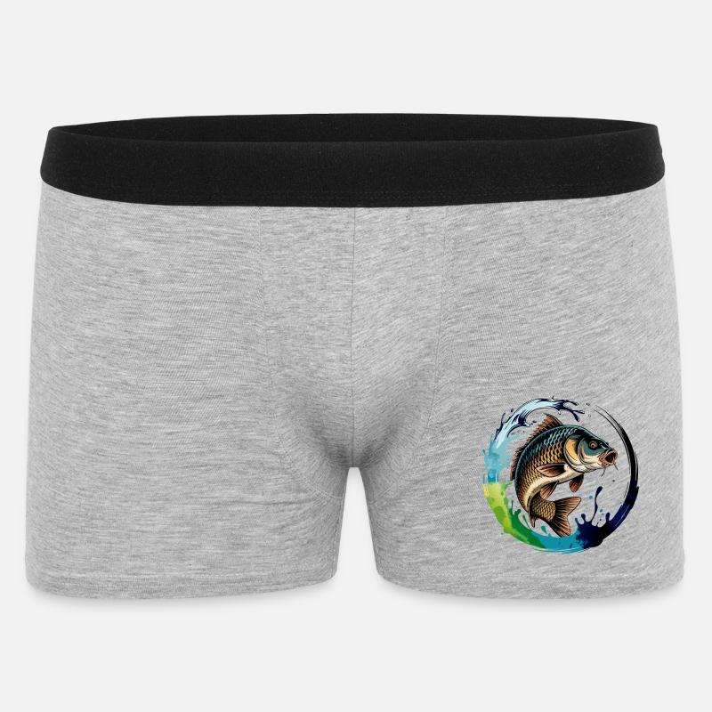 Springender Karpf - Männer Boxer Shorts - Grau meliert