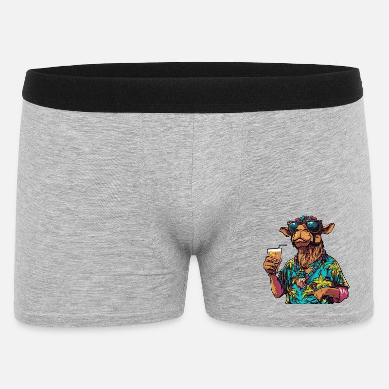 Kamel Comic Sommer - Männer Boxer Shorts - Grau meliert