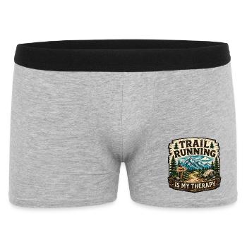 Trailrunning ist mein Therapieabzeichen - Männer Boxer Shorts - Grau meliert - Vorne