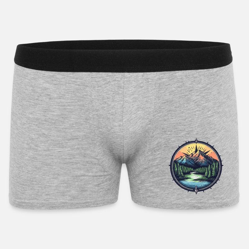 Berge Kompass - Männer Boxer Shorts - Grau meliert