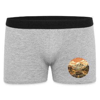 LKW Fahrer Lastwagen Fernverkehr Straße Berge - Männer Boxer Shorts - Grau meliert - Vorne