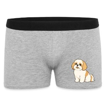 Illustration mignonne de Shih Tzu - Boxer Homme - gris chiné - Devant
