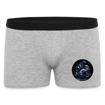 Voiture de course bleue sur moto sport - Boxer Homme - gris chiné - Devant