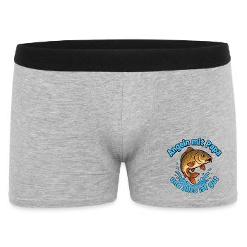 Angeln mit Papa - Männer Boxer Shorts - Grau meliert - Vorne