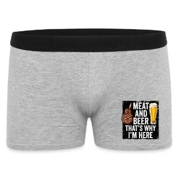 Grillen Und Bier Spruch - Männer Boxer Shorts - Grau meliert - Vorne