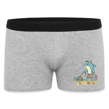 Delfin geht Gassi mit Schildkröte - Männer Boxer Shorts - Grau meliert - Vorne