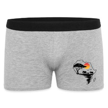 Sunset Savannah Africa Silhouette - Männer Boxer Shorts - Grau meliert - Vorne