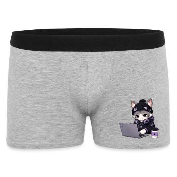 Lila und schwarze Coder-Katze - Männer Boxer Shorts - Grau meliert - Vorne